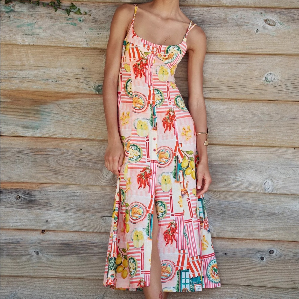 Zara Patchwork Print Linen Midi Dress - Never worn, Brand new!